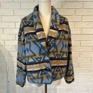 Vintage 80s 90s Biacci Colorful Fleece Blazer Jacket Womens M/L